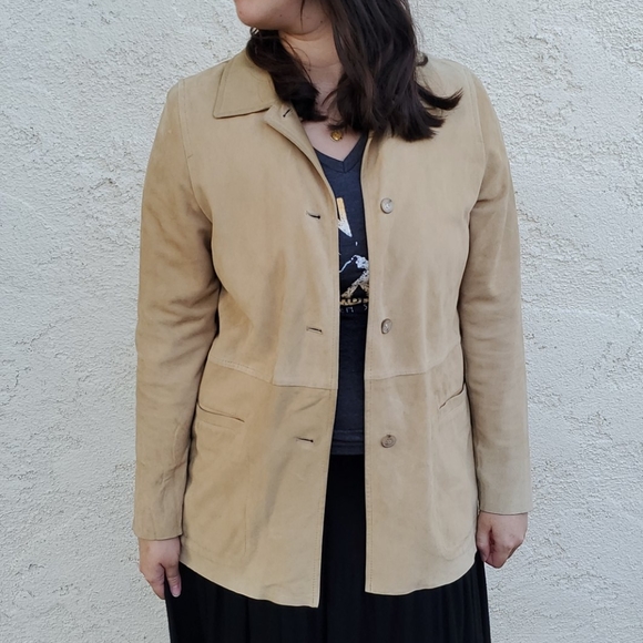 MaxMara Jackets & Blazers - Maxmara weekend tan suede jacket sz 2